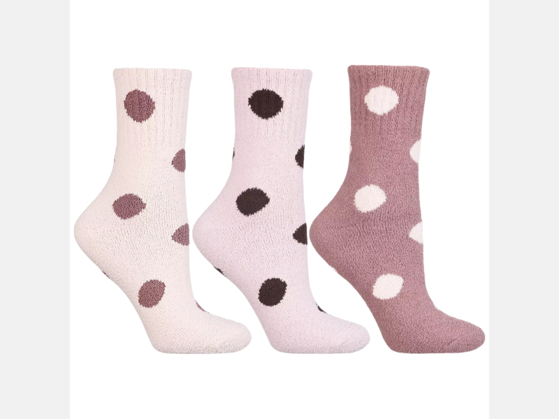 CIEPŁE miłe MIĘKKIE skarpety damskie w GROCHY 3-pak wysokie MORAJ